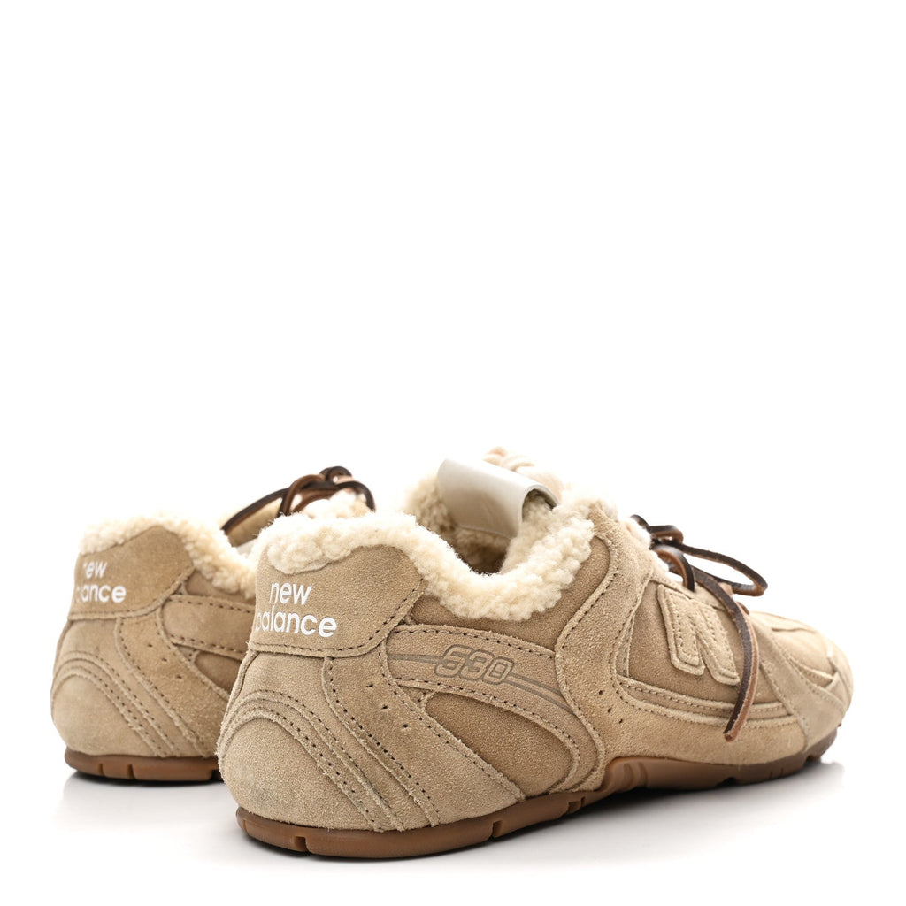 X NEW BALANCE Suede Shearling 530 SL Sneakers 37 Ecru