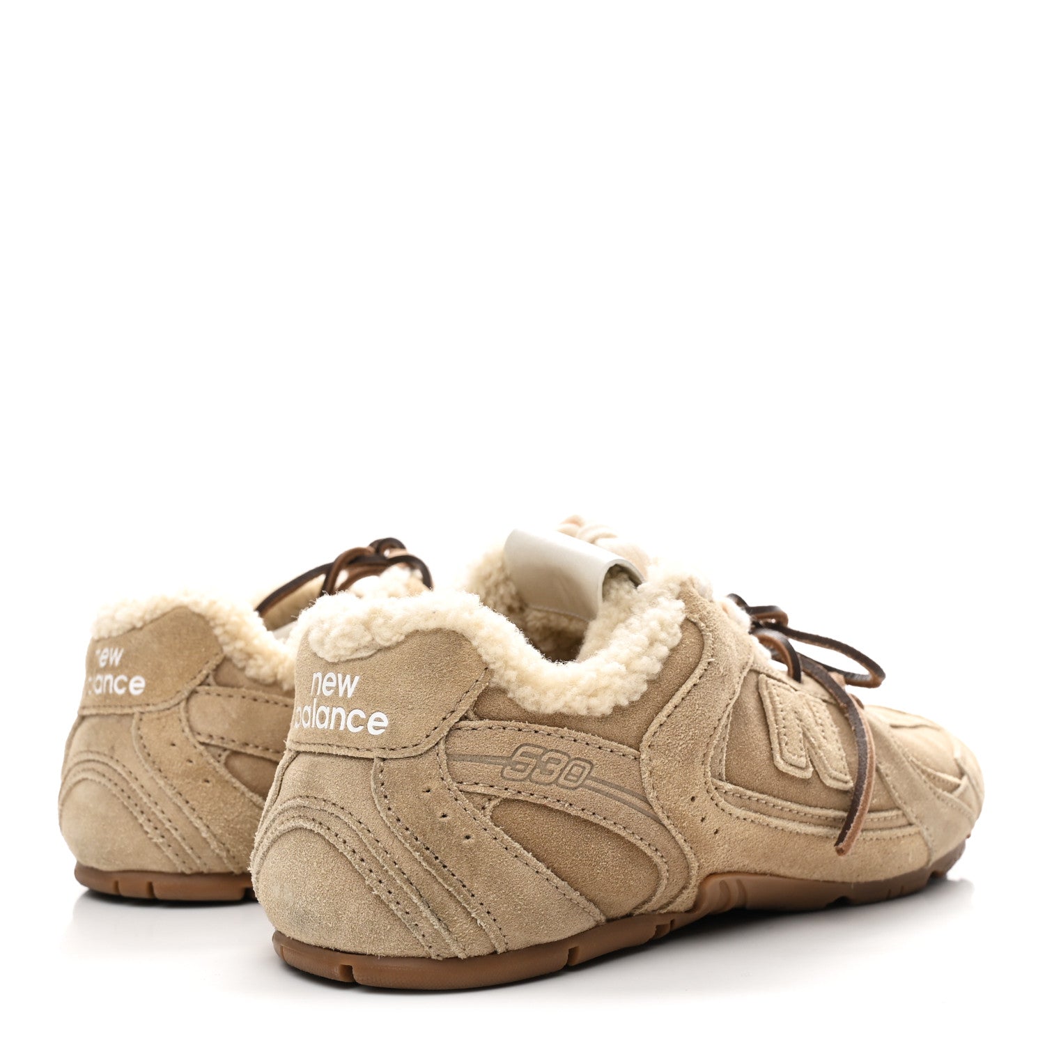 X NEW BALANCE Suede Shearling 530 SL Sneakers 37 Ecru