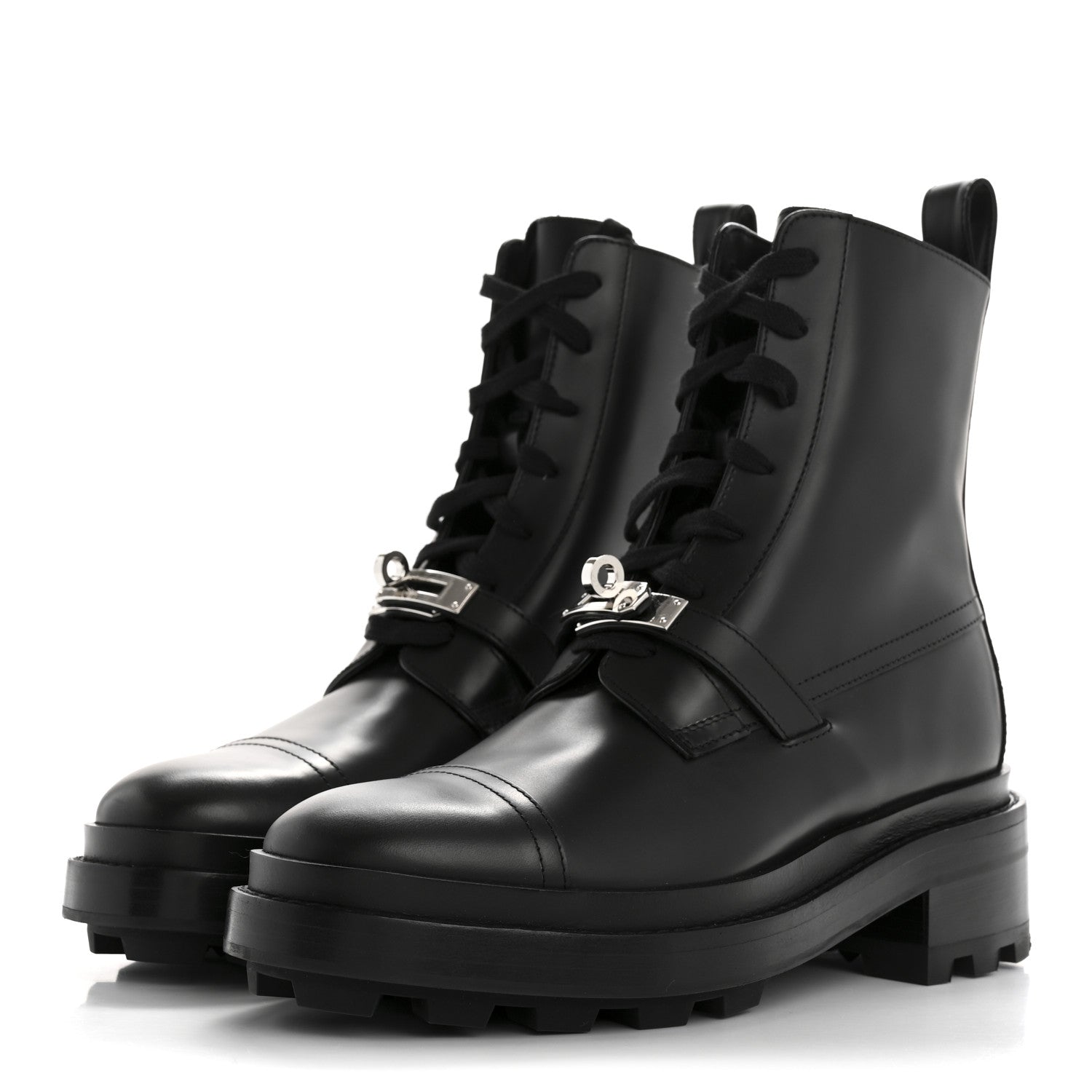 Glossed Calfskin Funk Ankle Boots 36 Black