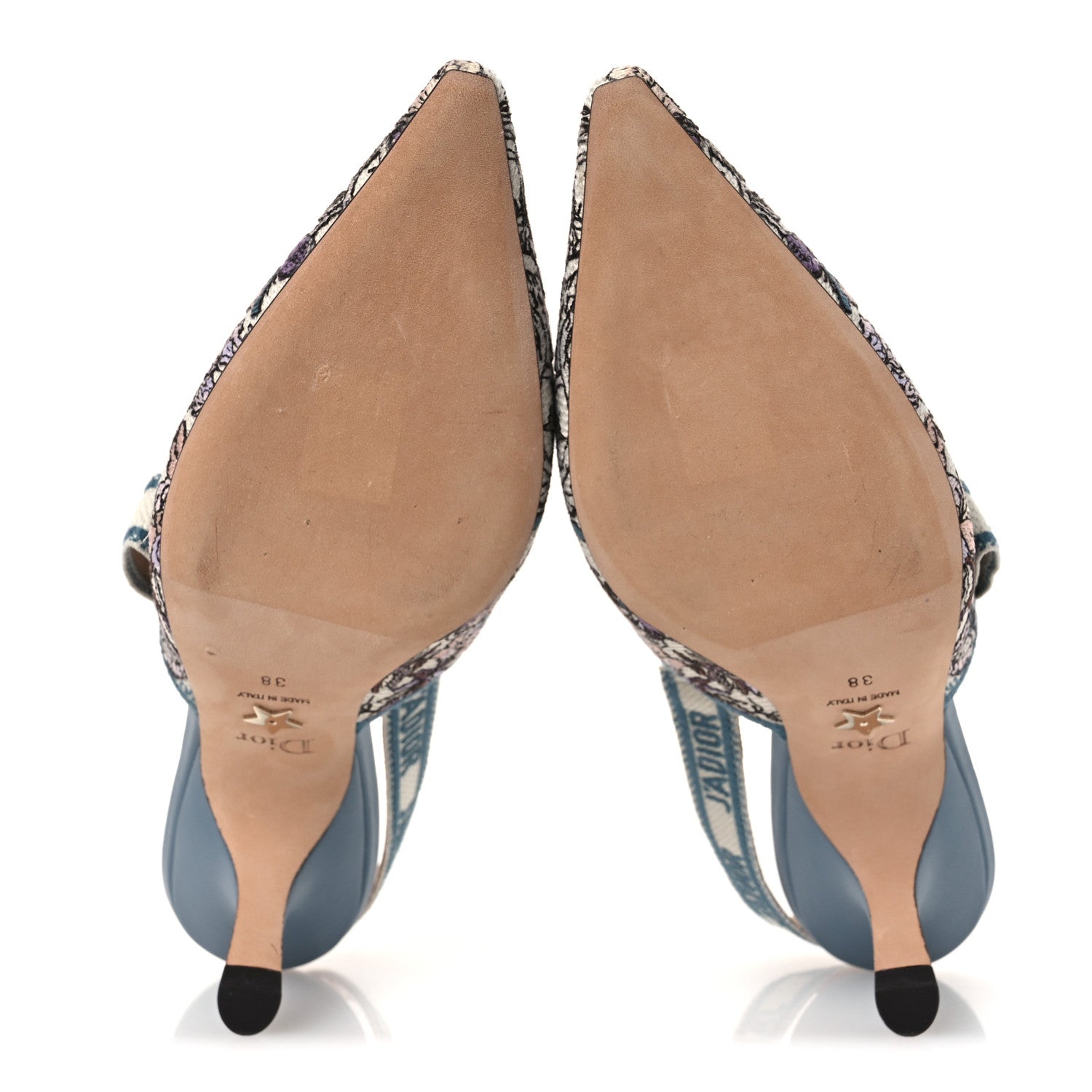 Canvas Embroidered J'Adior Slingback 65mm Pumps 38 Blue Multicolor