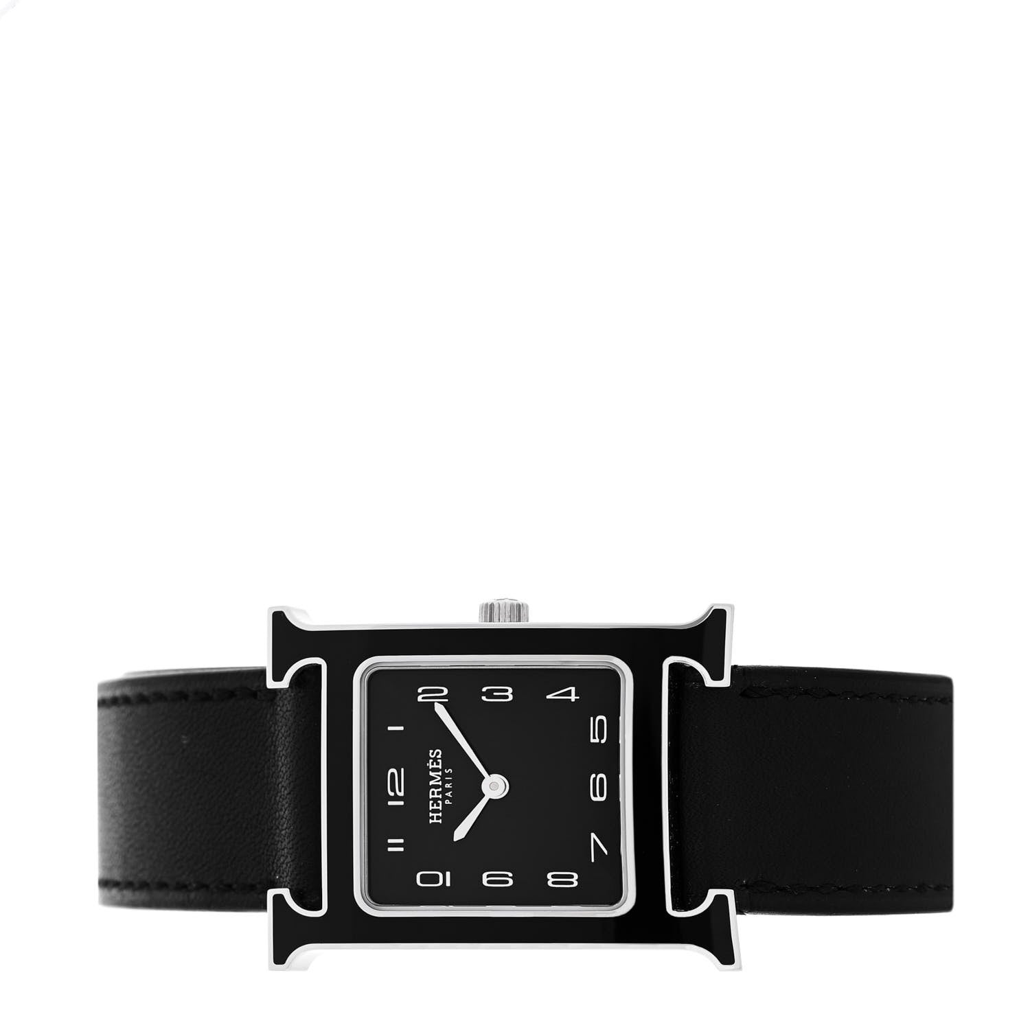 Stainless Steel Barenia Lacquer 26mm Heure H Hour Quartz Watch Noir