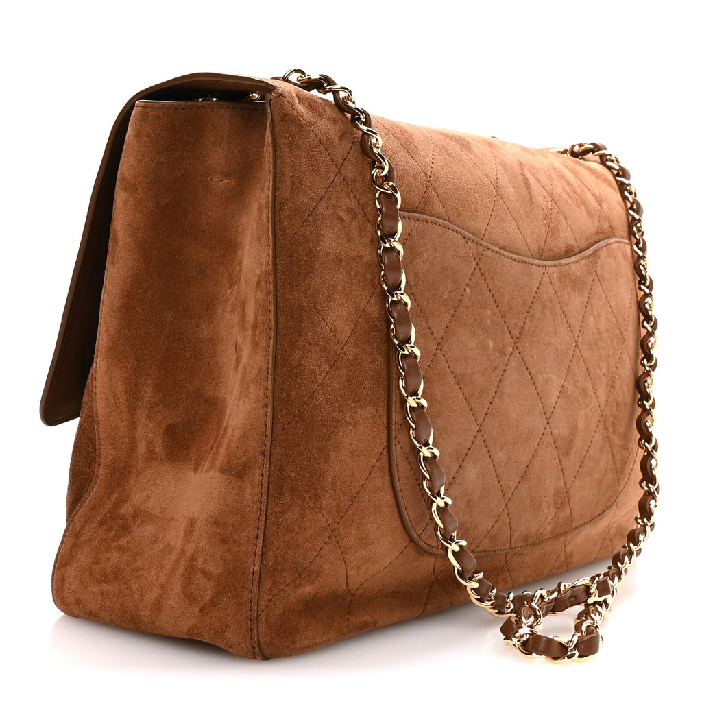 Suede Calfskin Souplissimo Maxi Flap Camel