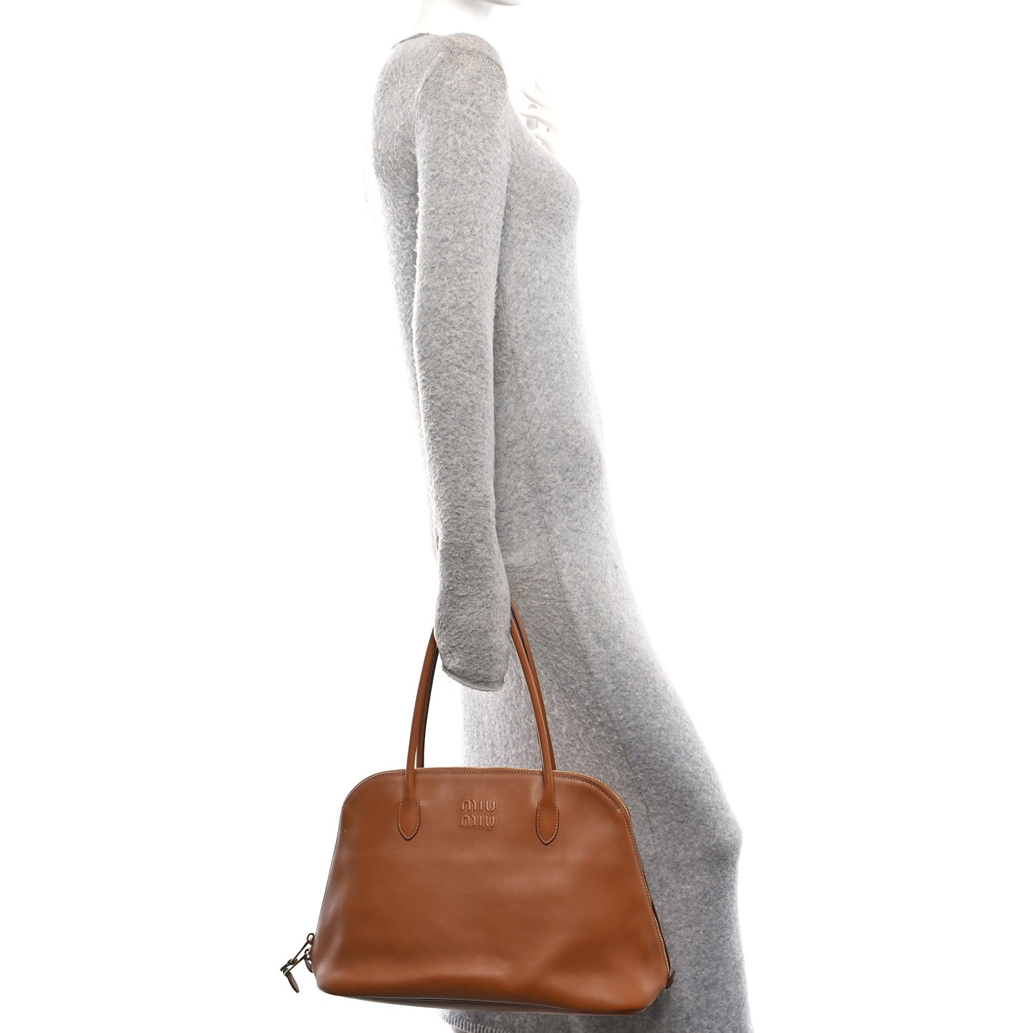 Soft Calf Top Handle Shoulder Bag Cognac
