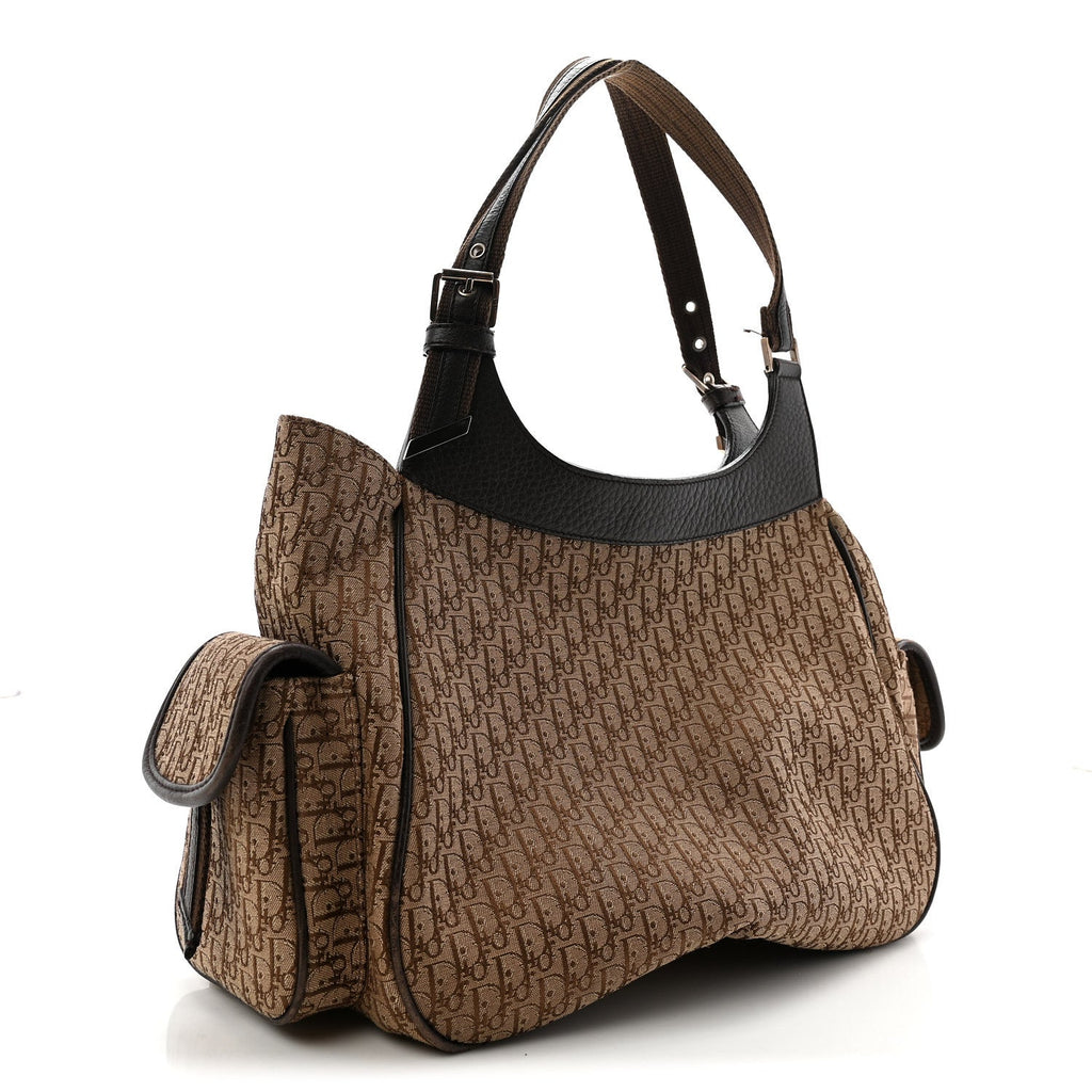 Monogram Pocket Satchel Brown Beige