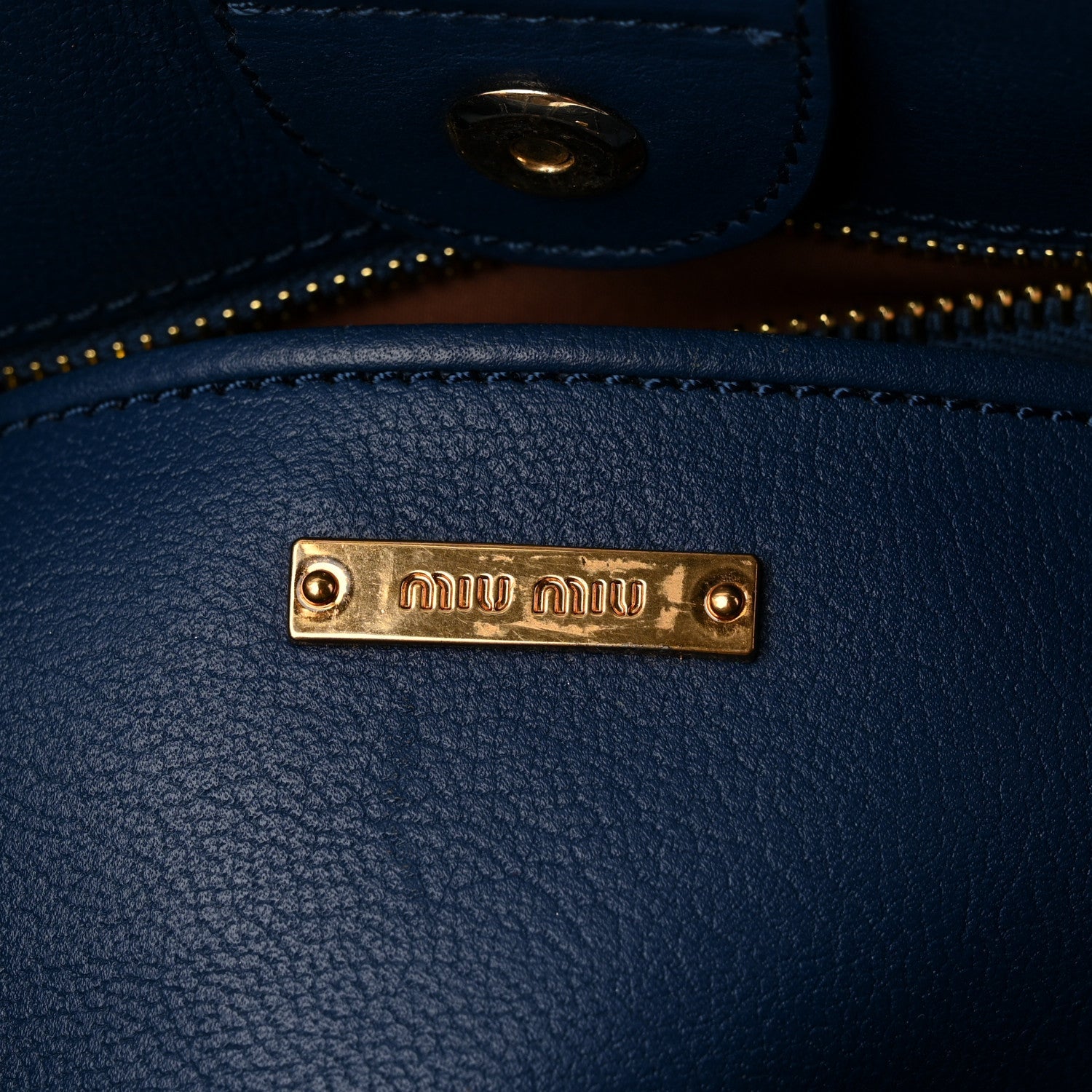 Goatskin Madras Top Handle Double Zip Tote Blue