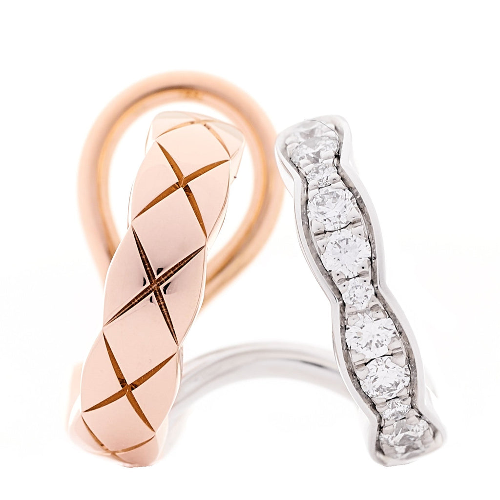18K Beige White Gold Diamond Coco Crush Single Clip Earring