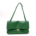 Grained Calfskin Small Souplissimo Maxi Flap Green