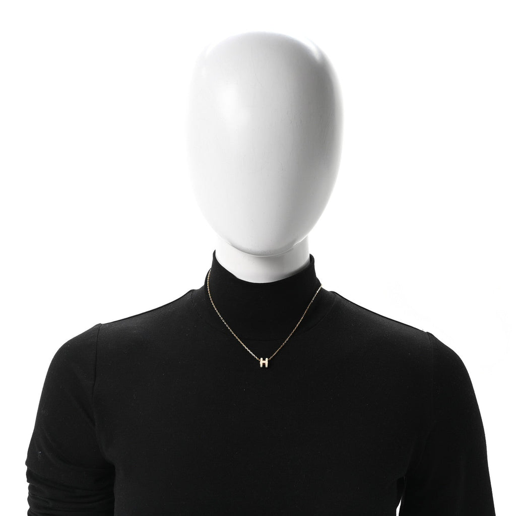 Lacquered Gold Mini Pop H Pendant Necklace White