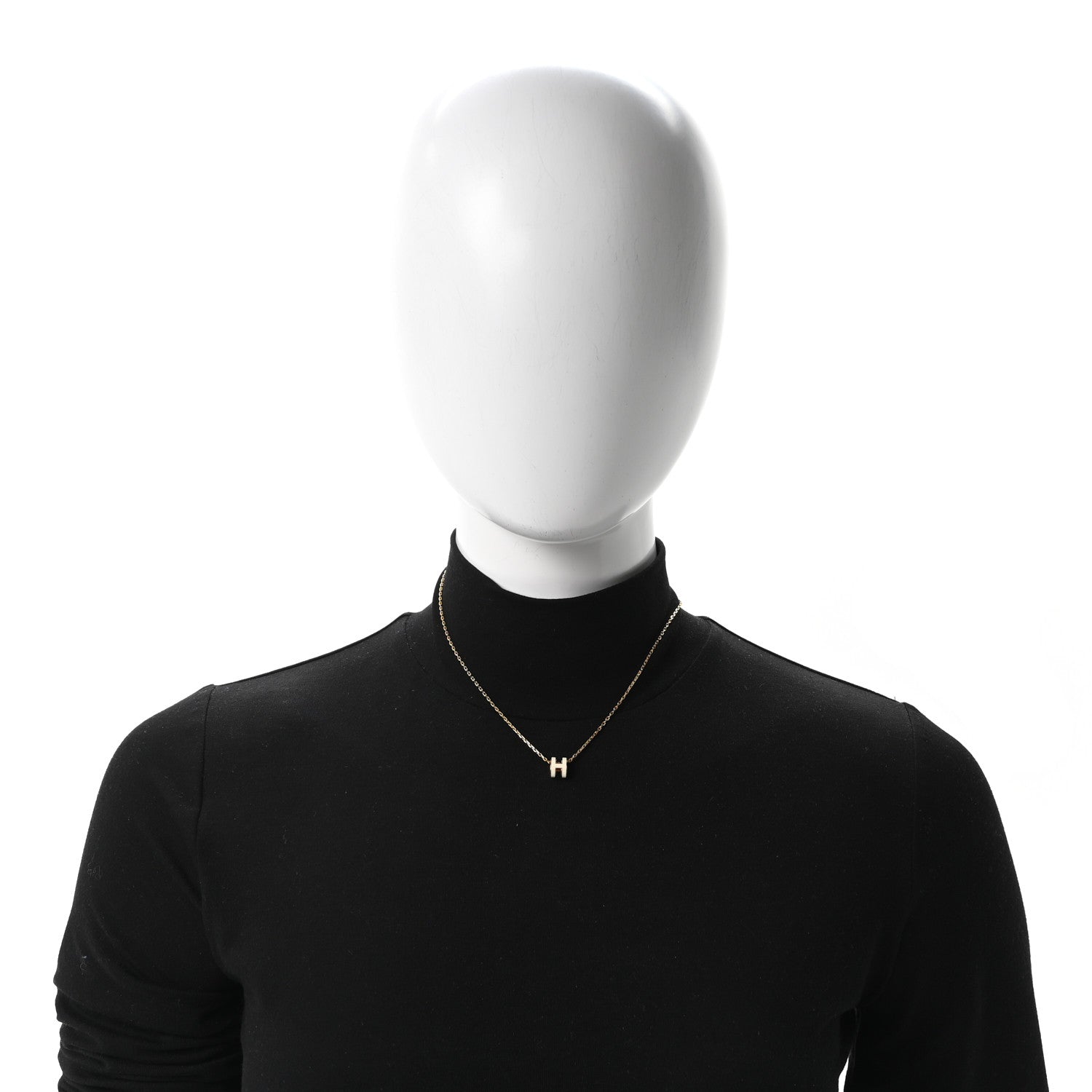 Lacquered Gold Mini Pop H Pendant Necklace White