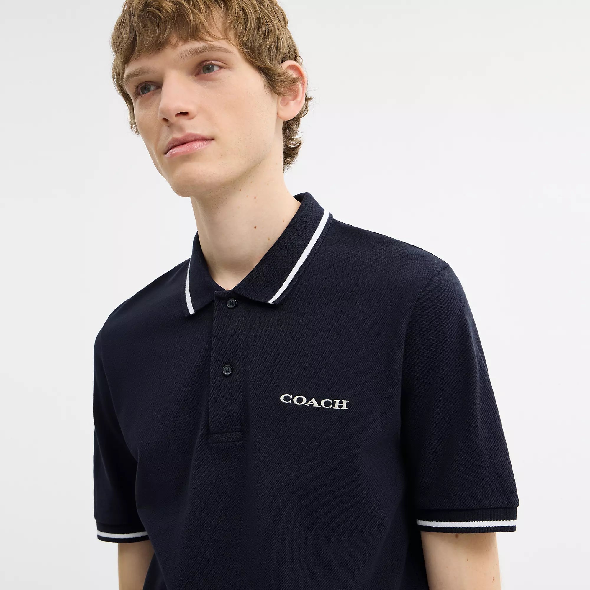 Coach Outlet Signature Trim Polo In Organic Cotton