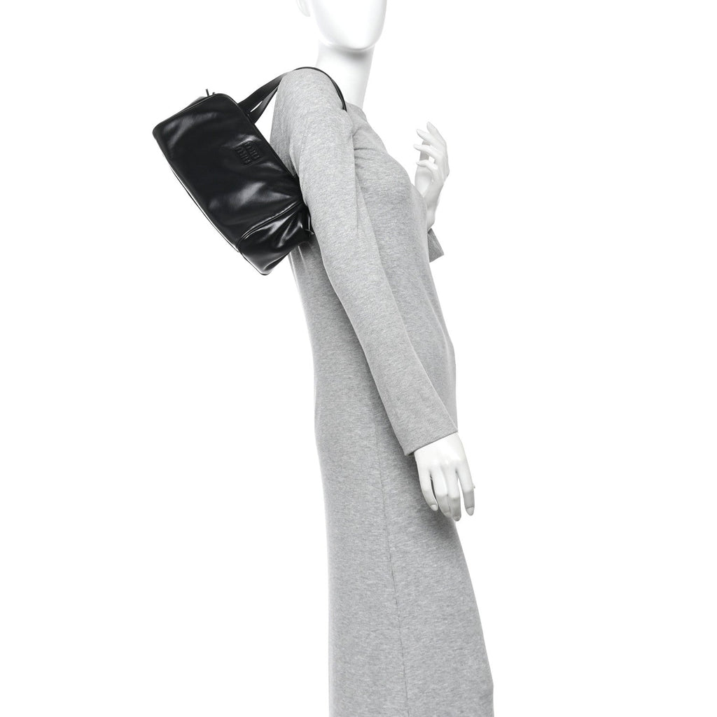 Vitello Lux Bauletto Top Handle Bag Black