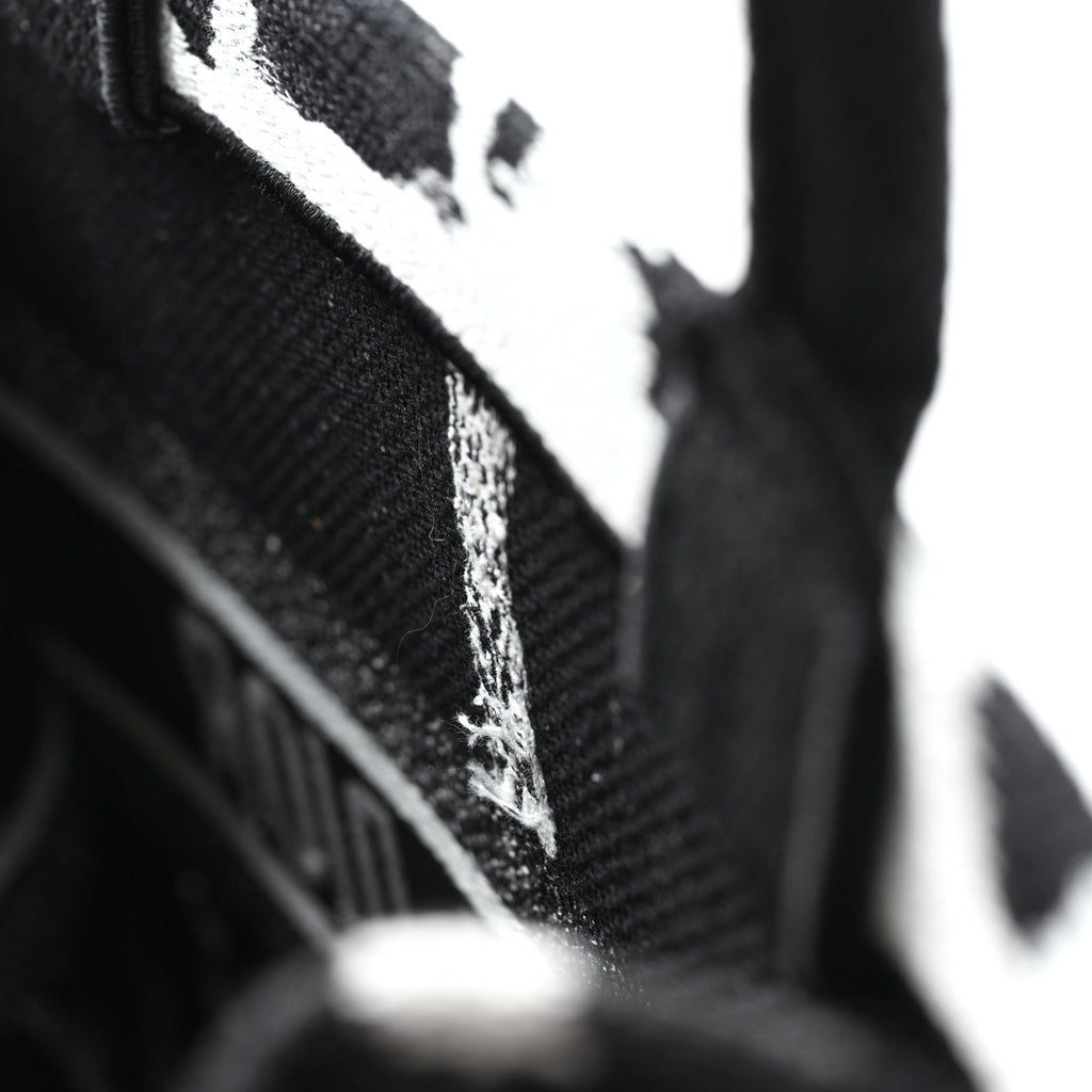 Canvas Embroidered Medium Paris Book Tote Black White
