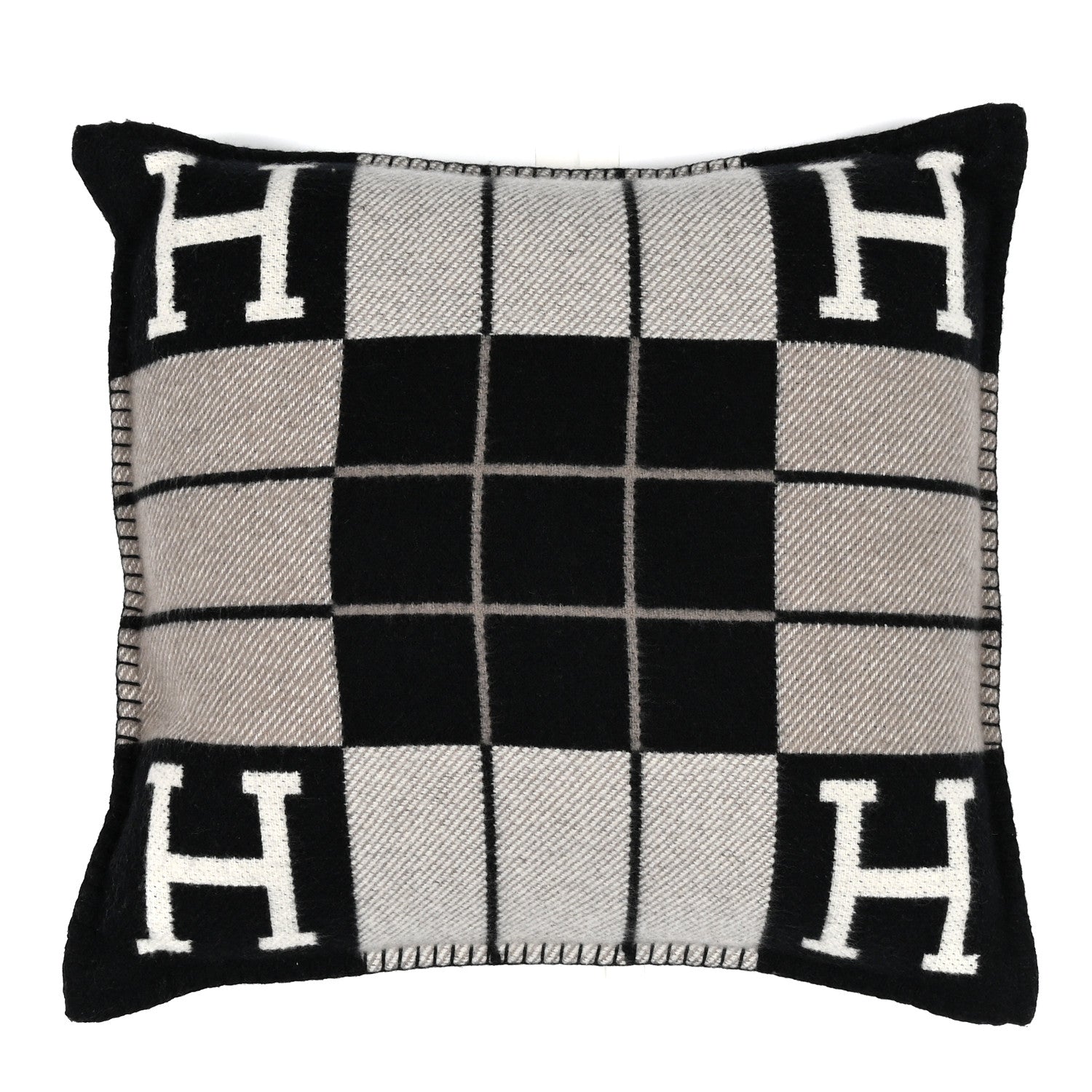 Wool Cashmere Avalon III Pillow PM Ecru Black