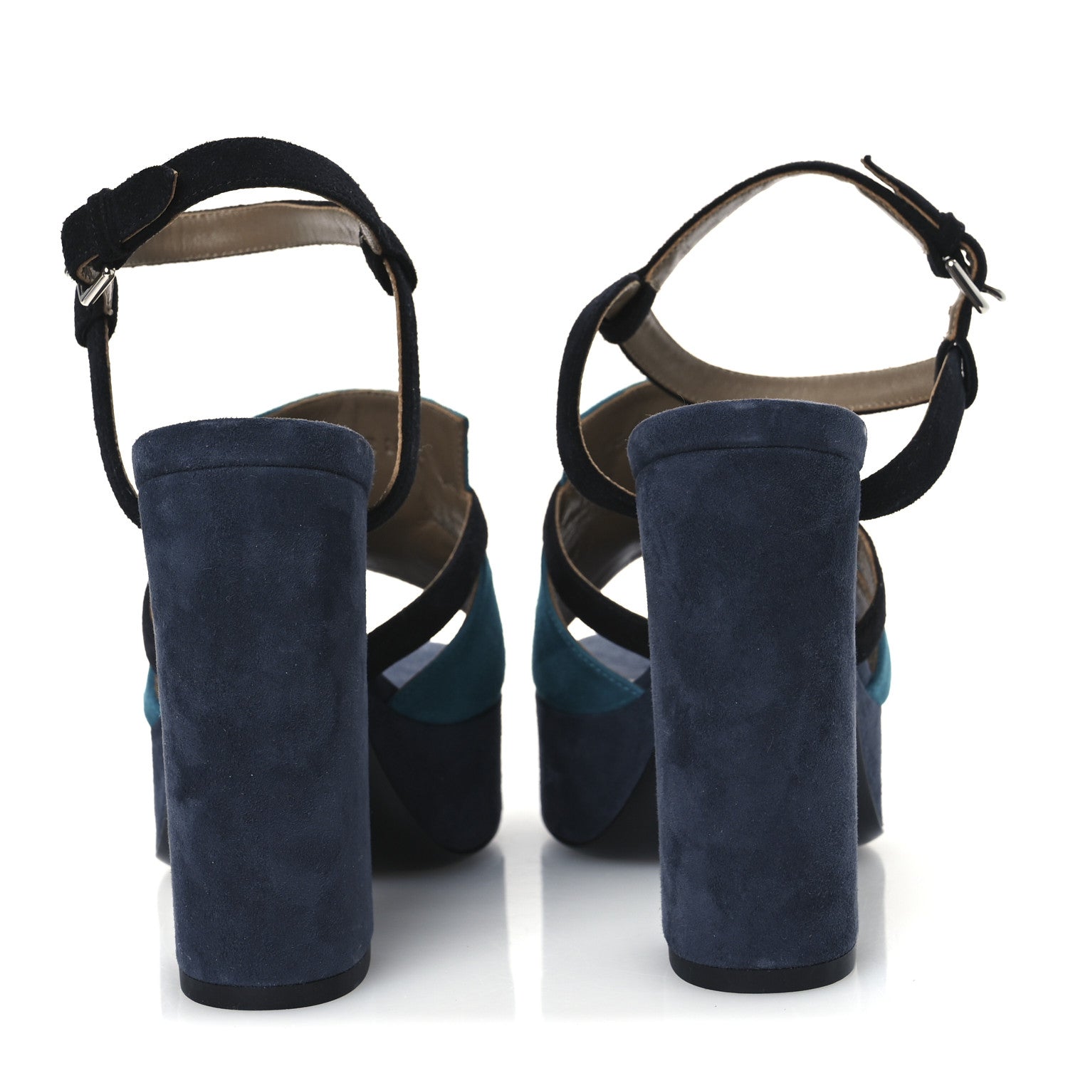 Suede Goatskin Calas Sandals 37.5 Vert Oxford Bleu Celeste Black