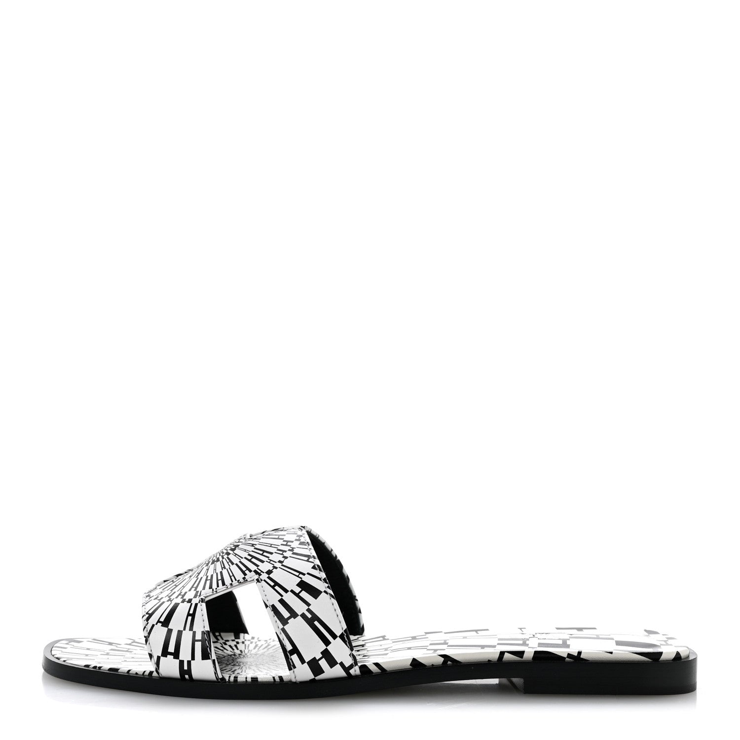 Calfskin Printed Op'H Oran Sandals 40.5 Black White
