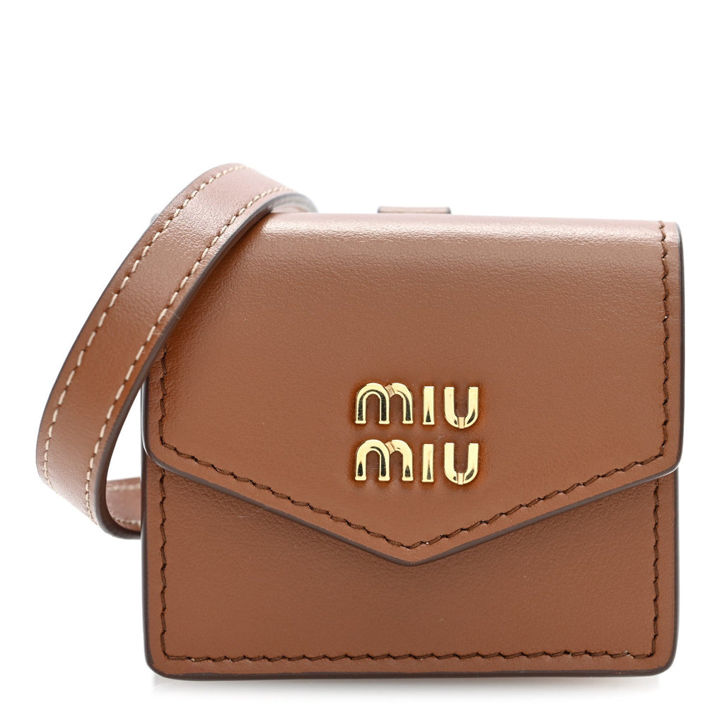 Nappa Flap Pouch Bag Charm Cognac Orange