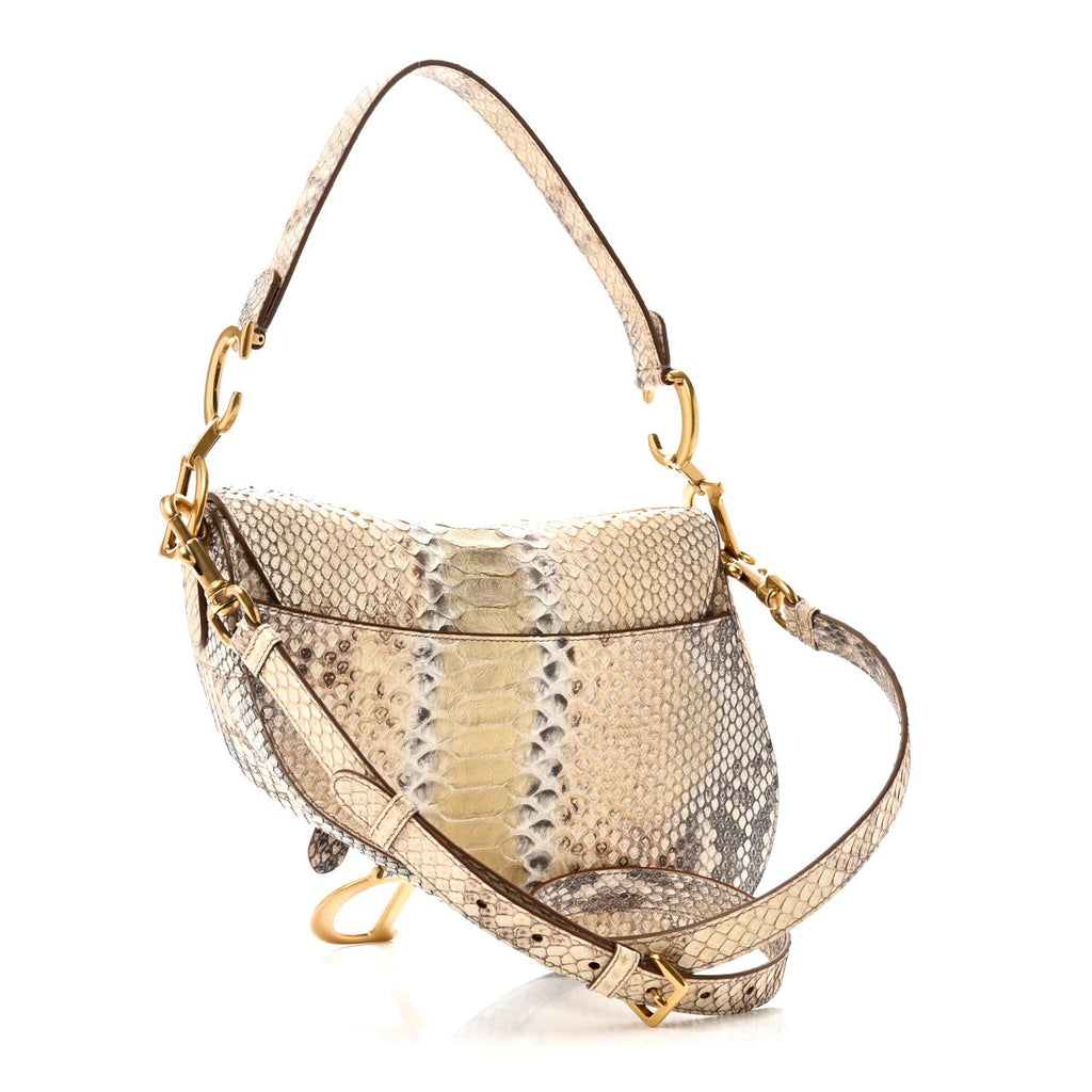 Metallic Snakeskin Saddle Bag Gold Multicolor