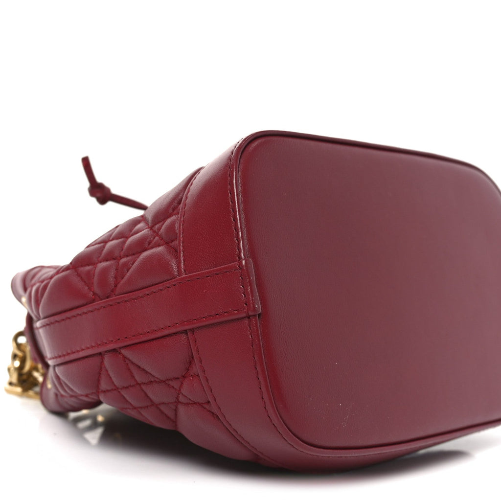 Lambskin Cannage Miss Dior Bucket Bag Cherry Red