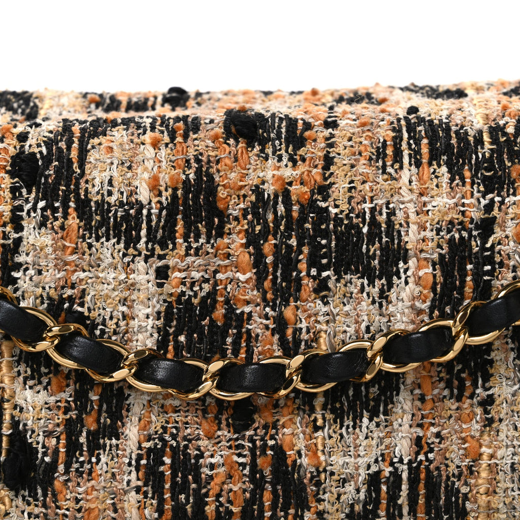 Tweed Mixed Fibers Leopard Print Small Souplissimo Maxi Flap Brown Black White