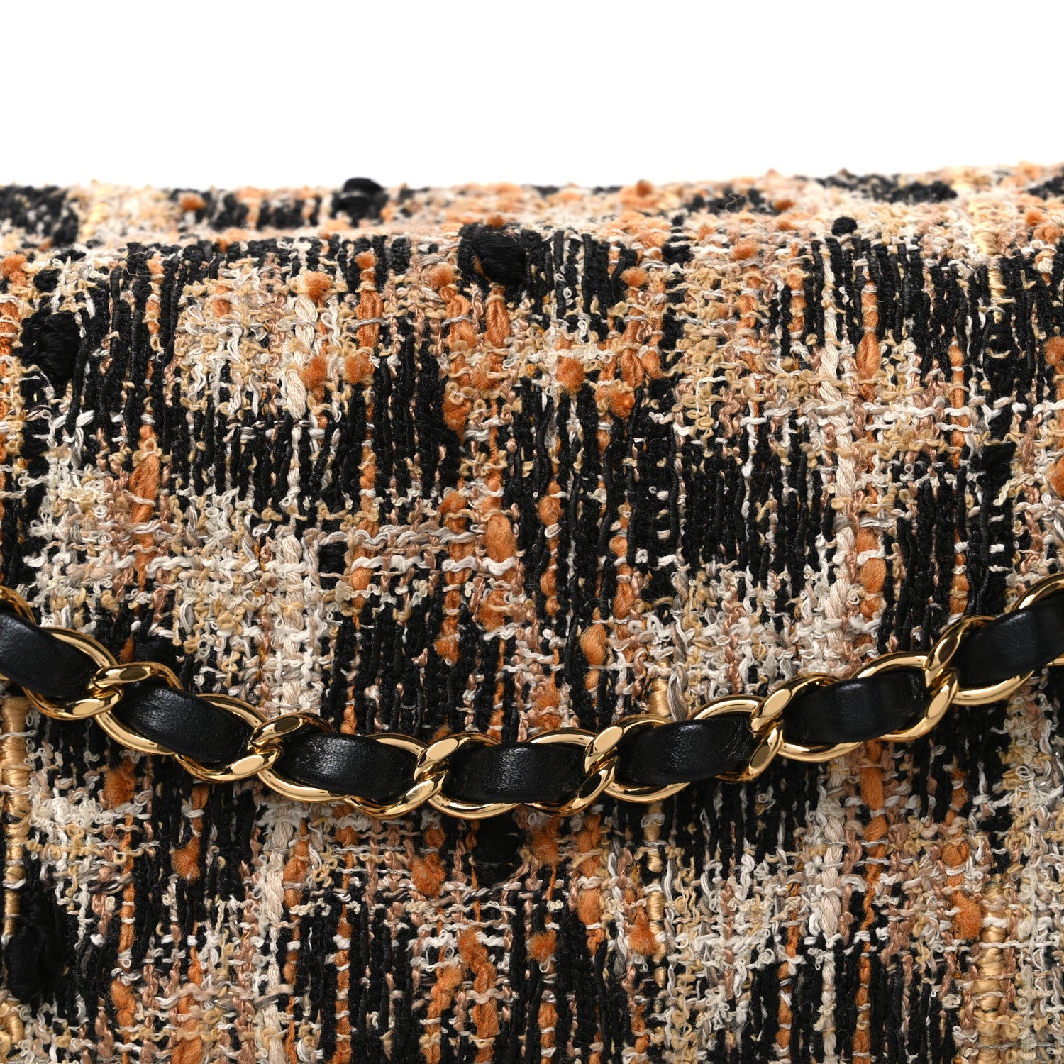 Tweed Mixed Fibers Leopard Print Small Souplissimo Maxi Flap Brown Black White