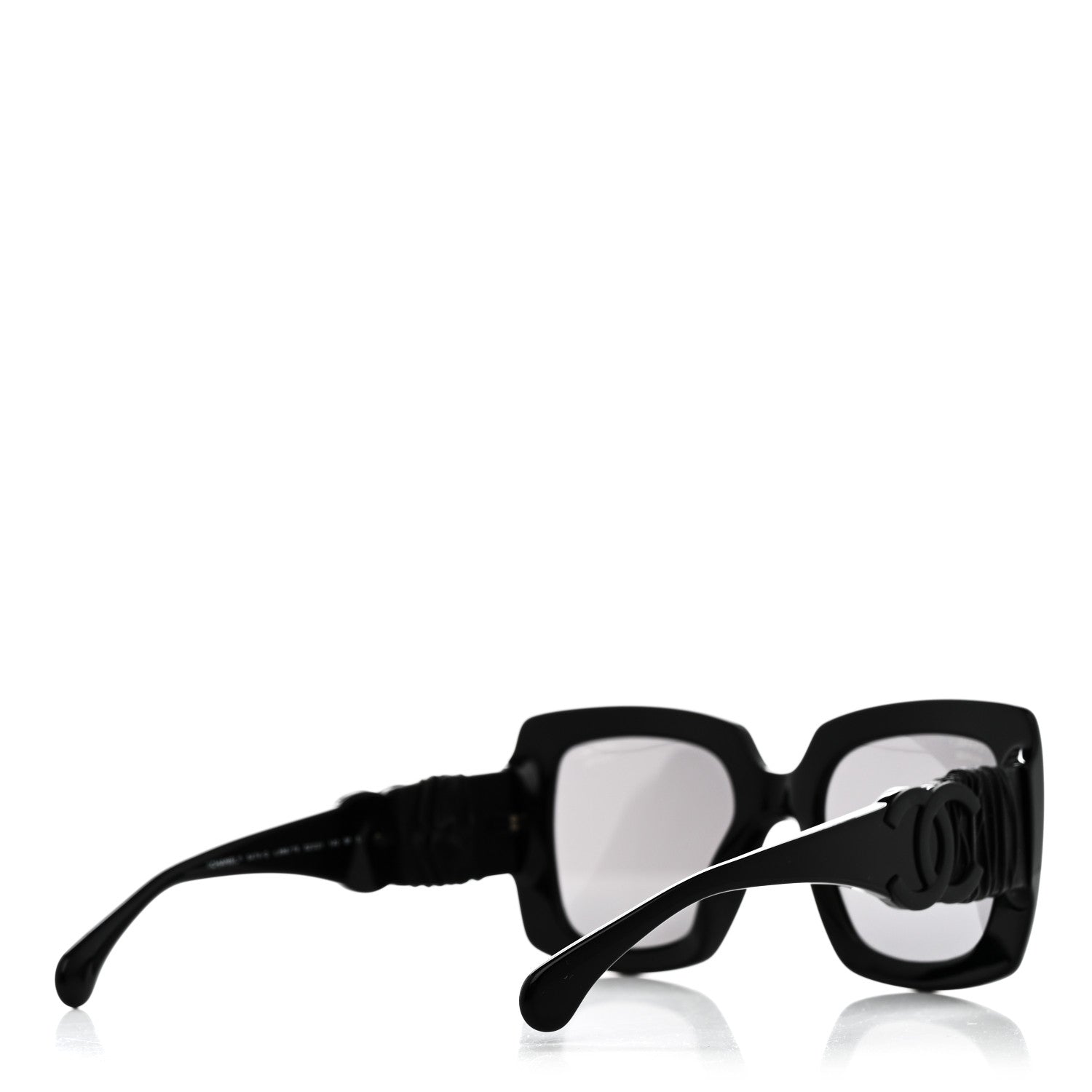 Acetate Calfskin Polarized Square Sunglasses 5474-Q Black