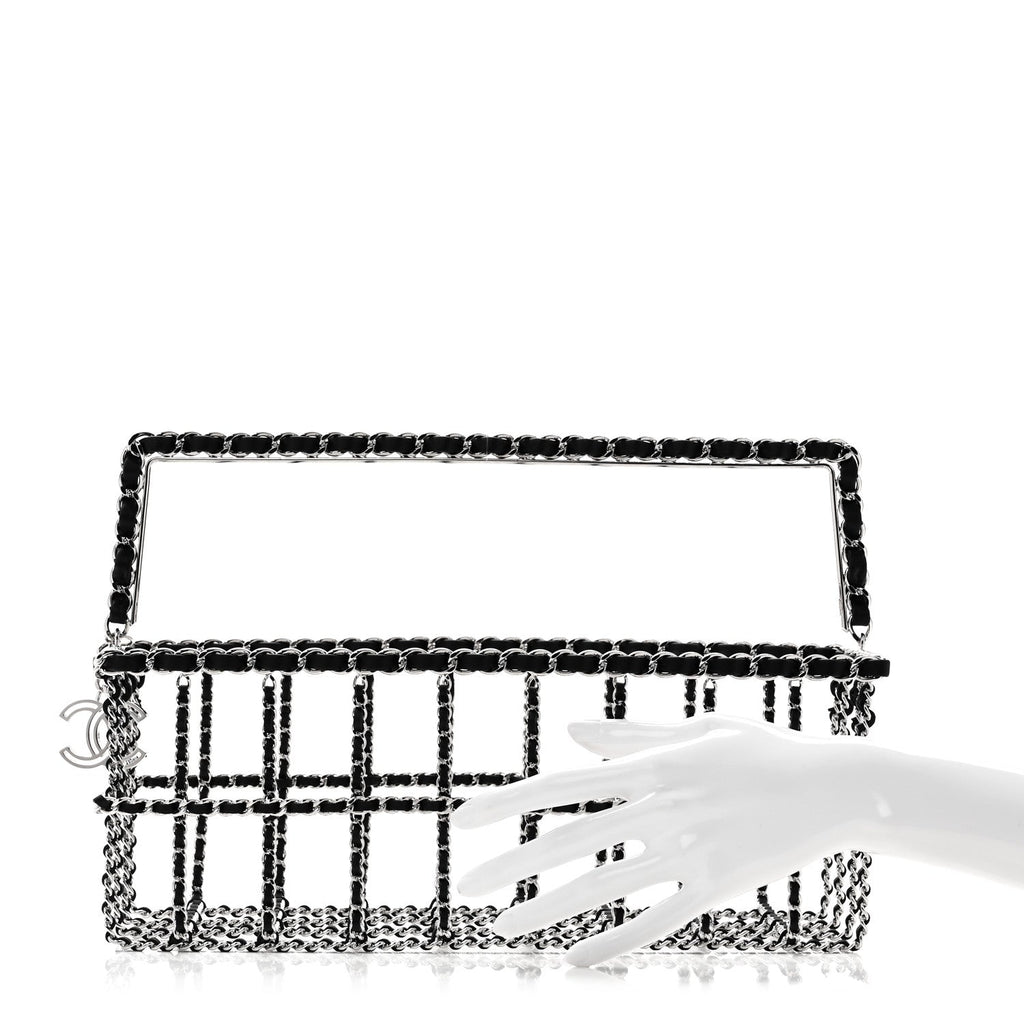 Brass Calfskin Grocery By Chanel Minaudiere Shopping Basket Silver