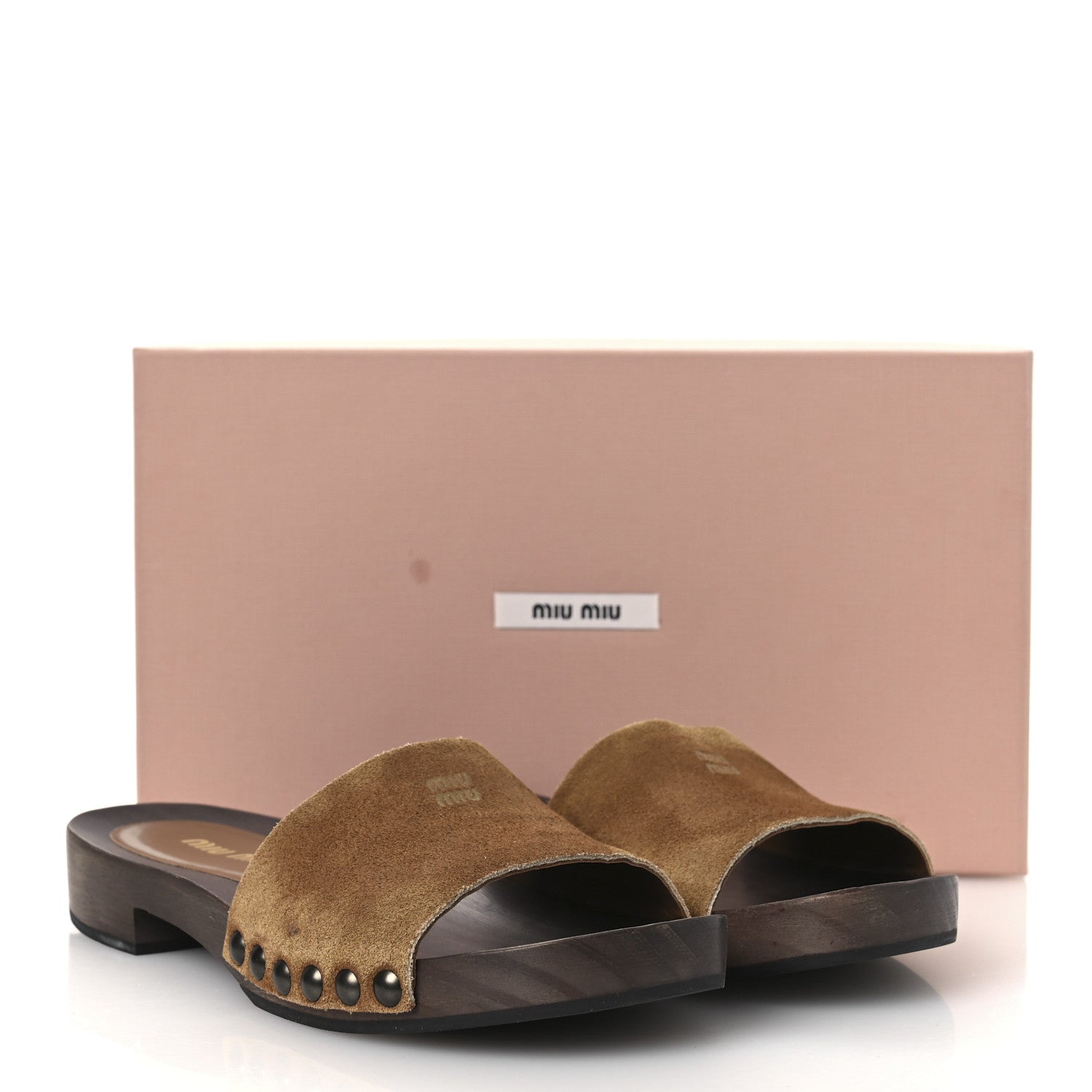 Suede Logo Slide Clogs 37 Cannella