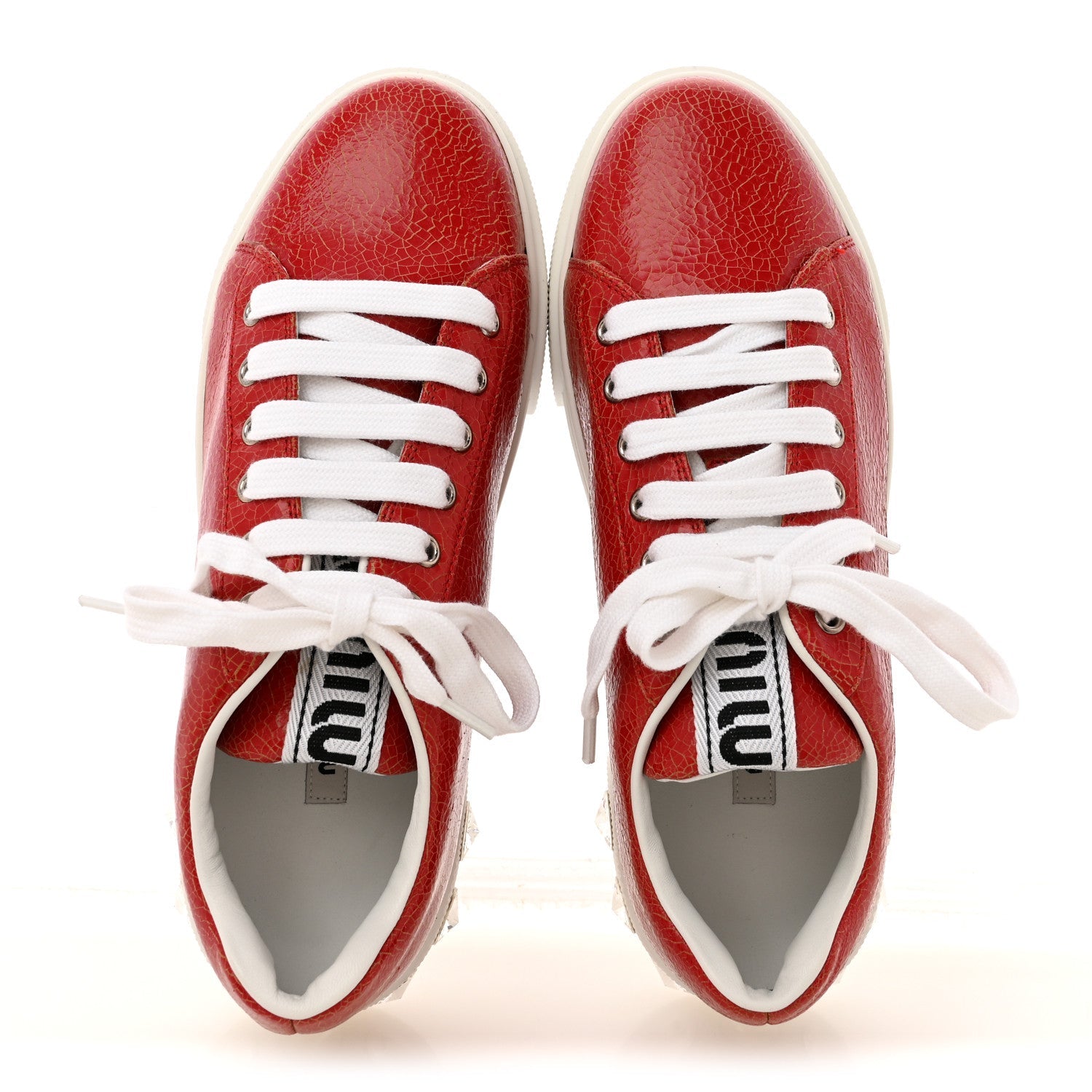 Crackled Goatskin Crystal Sneakers 39 Rosso
