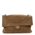 Suede Calfskin Souplissimo Maxi Flap Dark Beige