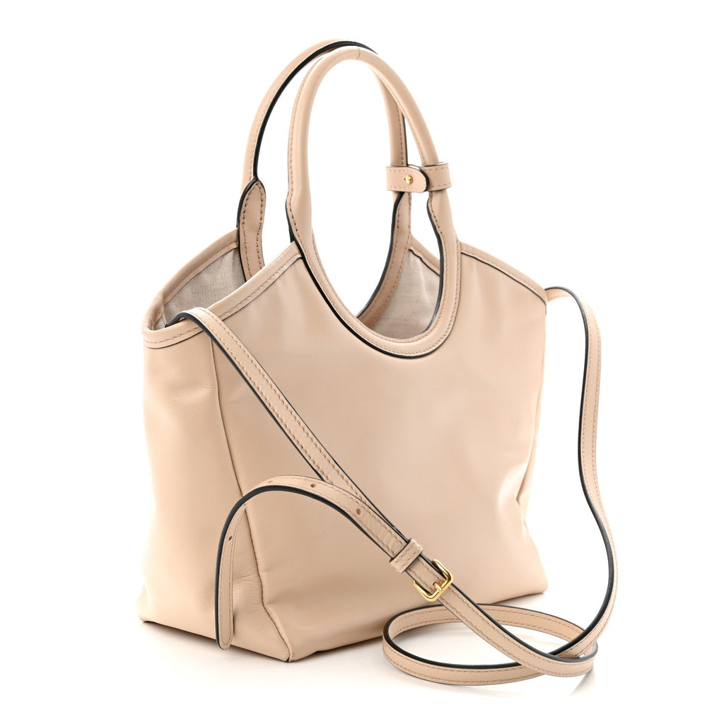 Soft Calf Softy Small Ivy Tote Bag  Travertine Stone