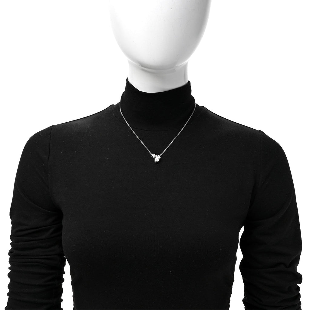 18K White Gold Diamond Comete Geode Pendant Necklace
