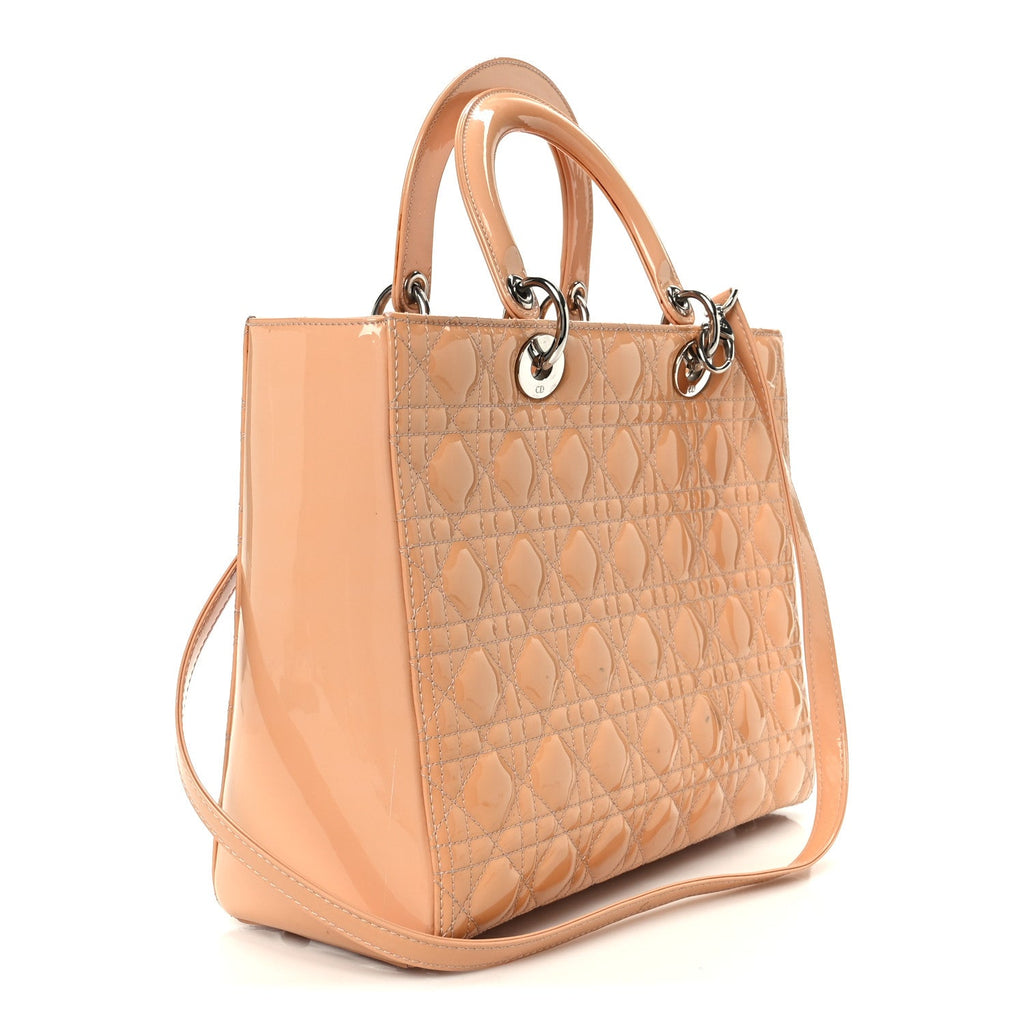 Patent Cannage Large Lady Dior Rose Clair