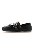 Nappa Vitello Nevada Double Buckle Ballerina Flats 36 Black