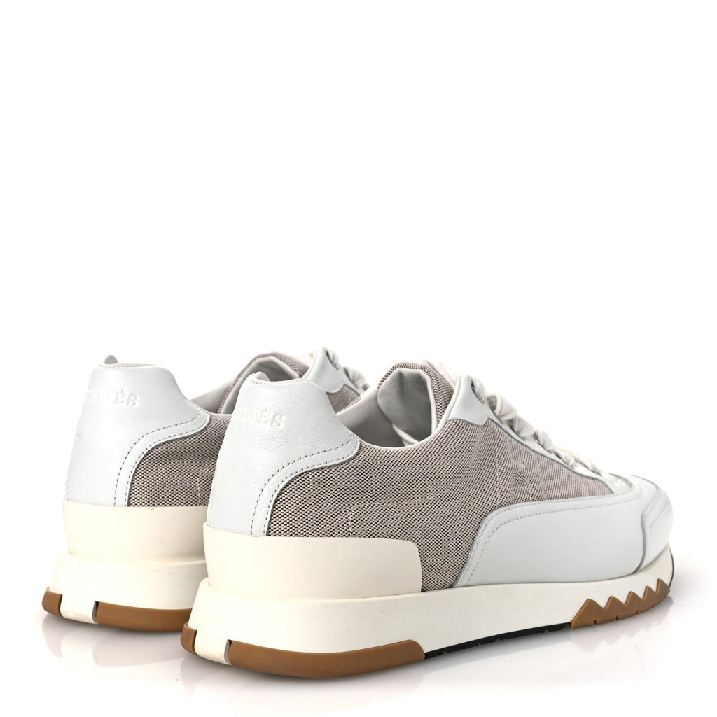 Canvas Calfskin Mens Trail Sneakers 41.5 Prunoir White
