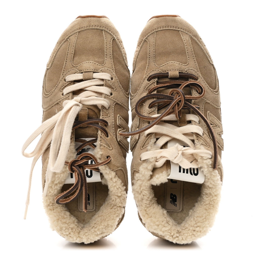X NEW BALANCE Suede Shearling 530 SL Sneakers 37 Ecru
