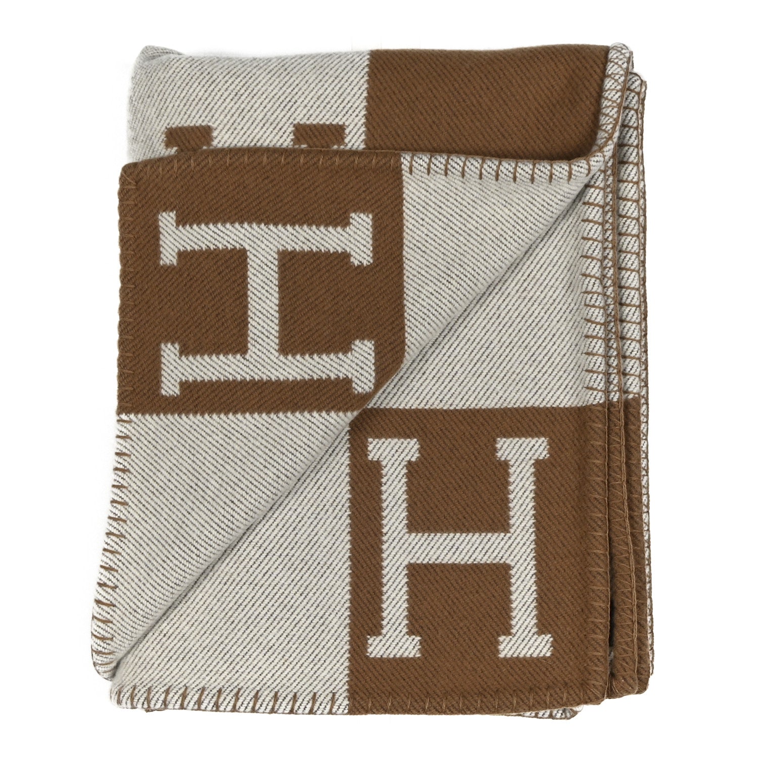 Wool Cashmere Avalon Blanket Ecru Camel