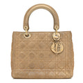Metallic Nylon Cannage Medium Lady Dior Gold