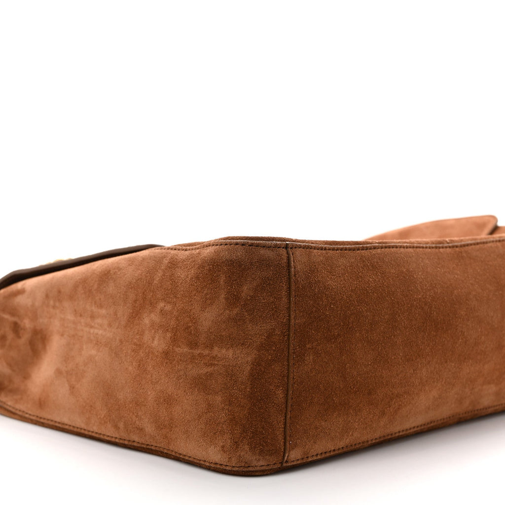 Suede Calfskin Souplissimo Maxi Flap Camel