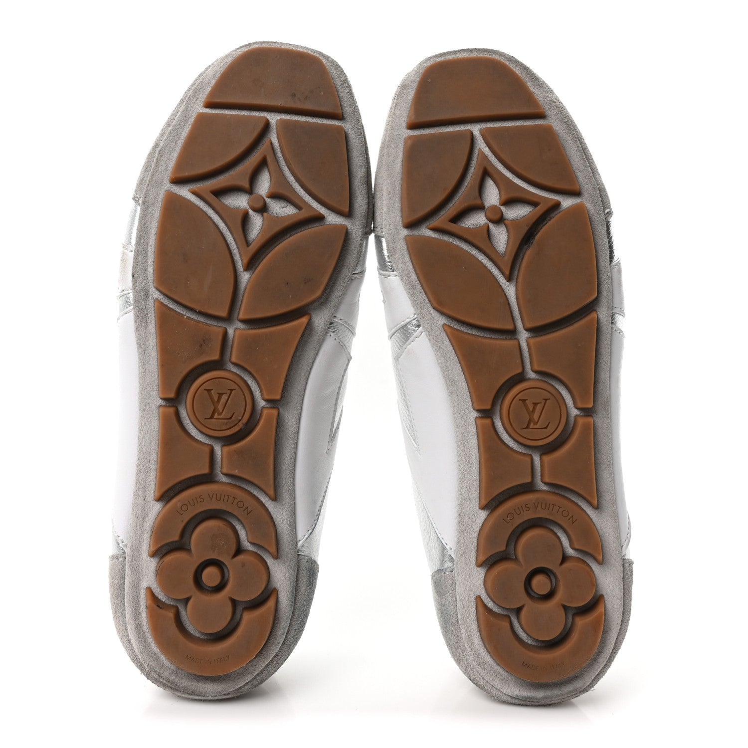 Metallic Grained Calfskin Womens LV Sneakerina 38 Silver
