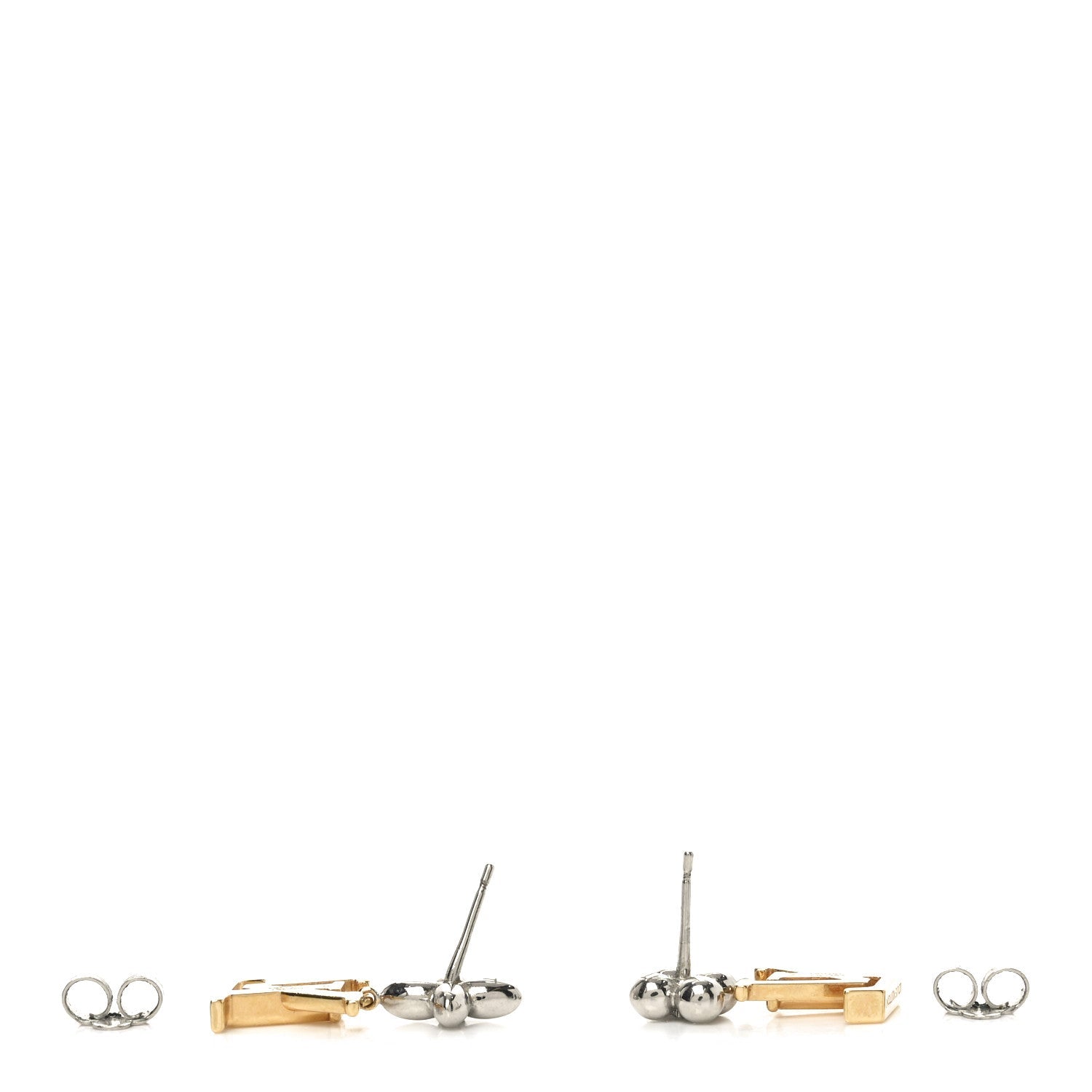 Metal Crystal LV Iconic Flower Earrings Gold Silver