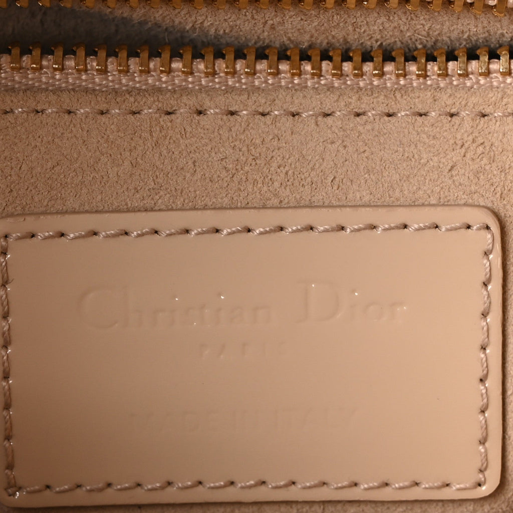 Patent Cannage Mini Lady Dior Beige