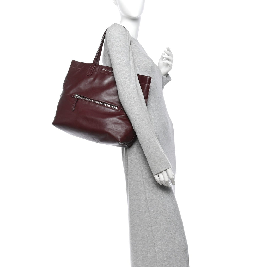 Vitello Soft Shopping Tote Burgundy