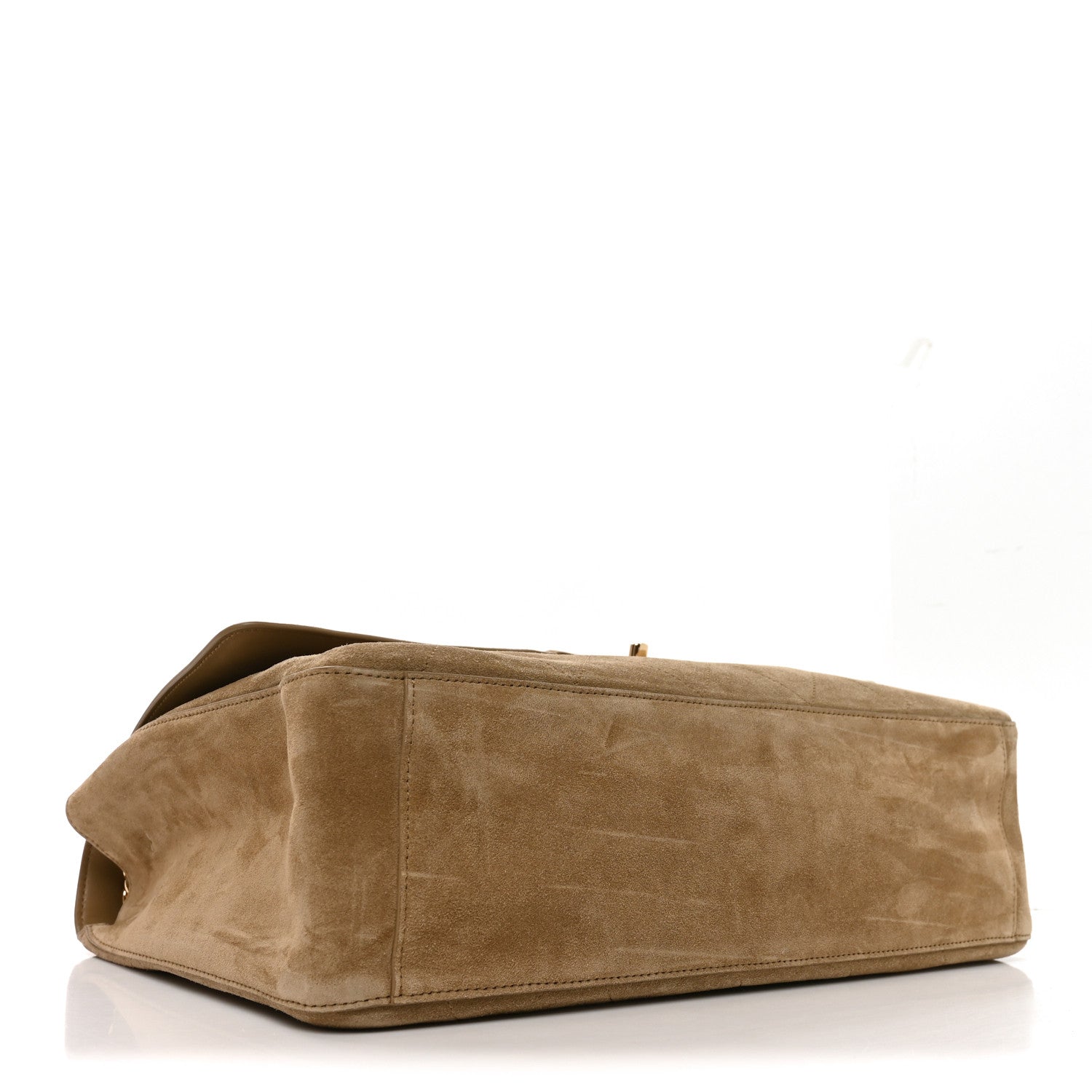 Suede Calfskin Souplissimo Maxi Flap Dark Beige