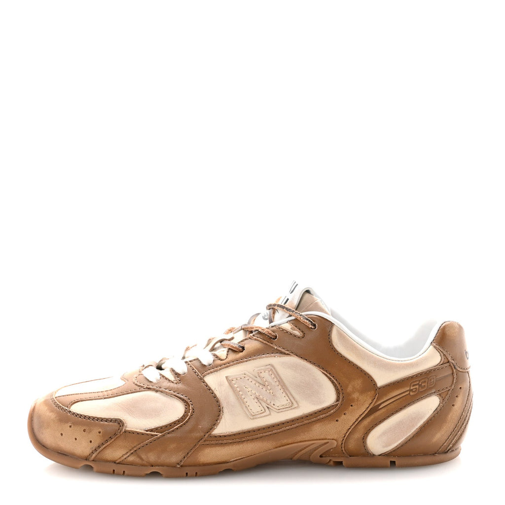 X NEW BALANCE Bleached Calfskin 530 SL Sneakers 41 Cinnamon Travertine Gray