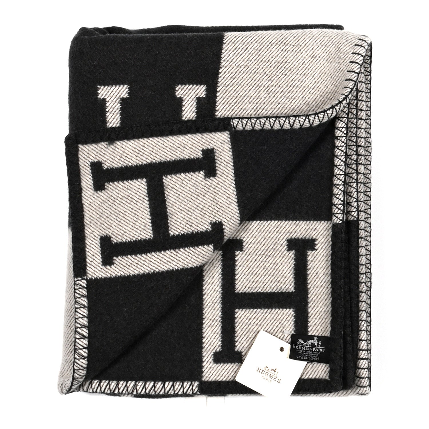 Wool Cashmere Avalon Blanket Ecru Gris Fonce