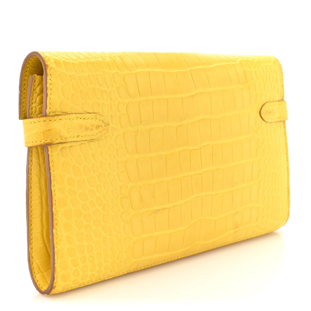 Matte Alligator Kelly Longue Wallet Mimosa
