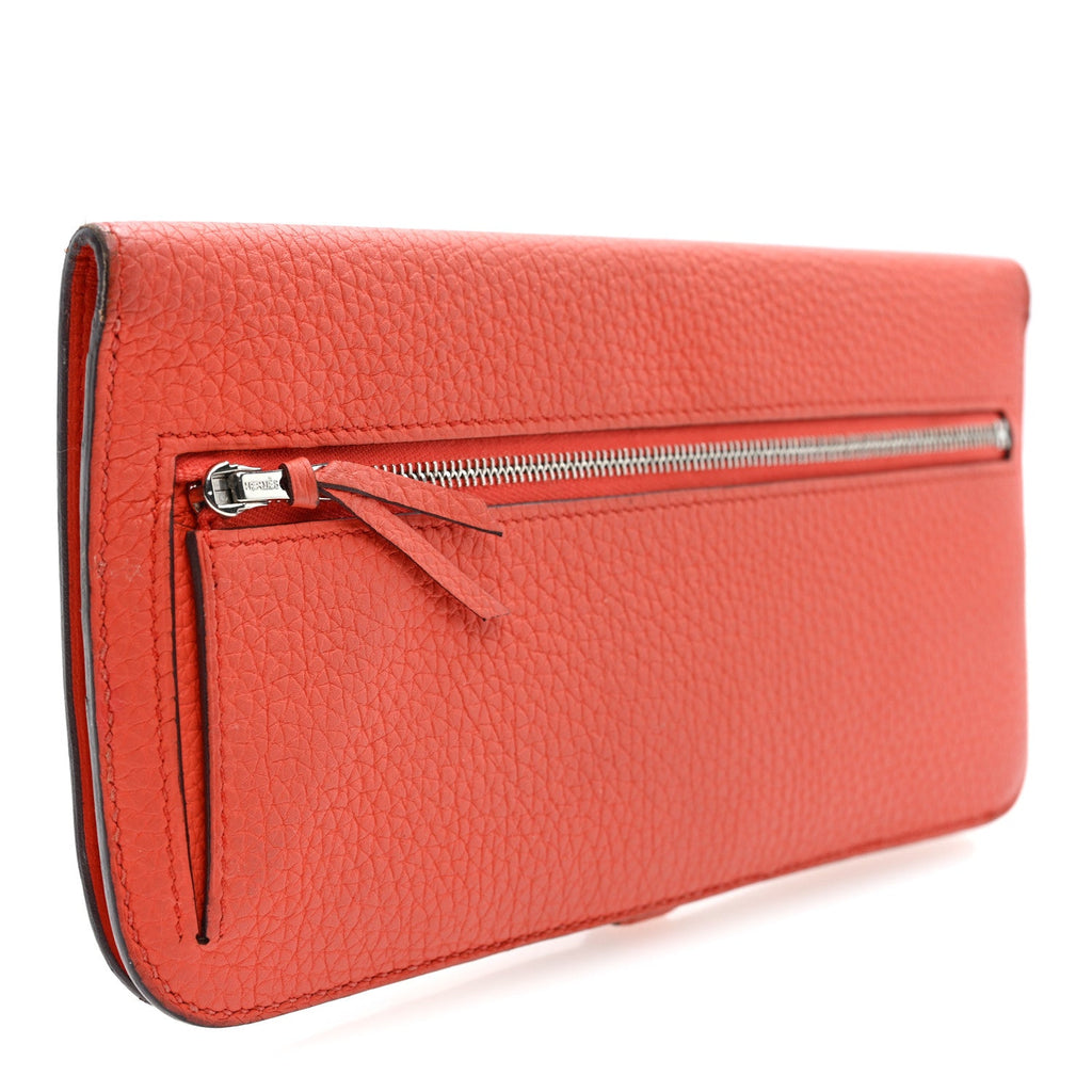 Togo Dogon Recto Verso Wallet Orange Poppy Rose Candy