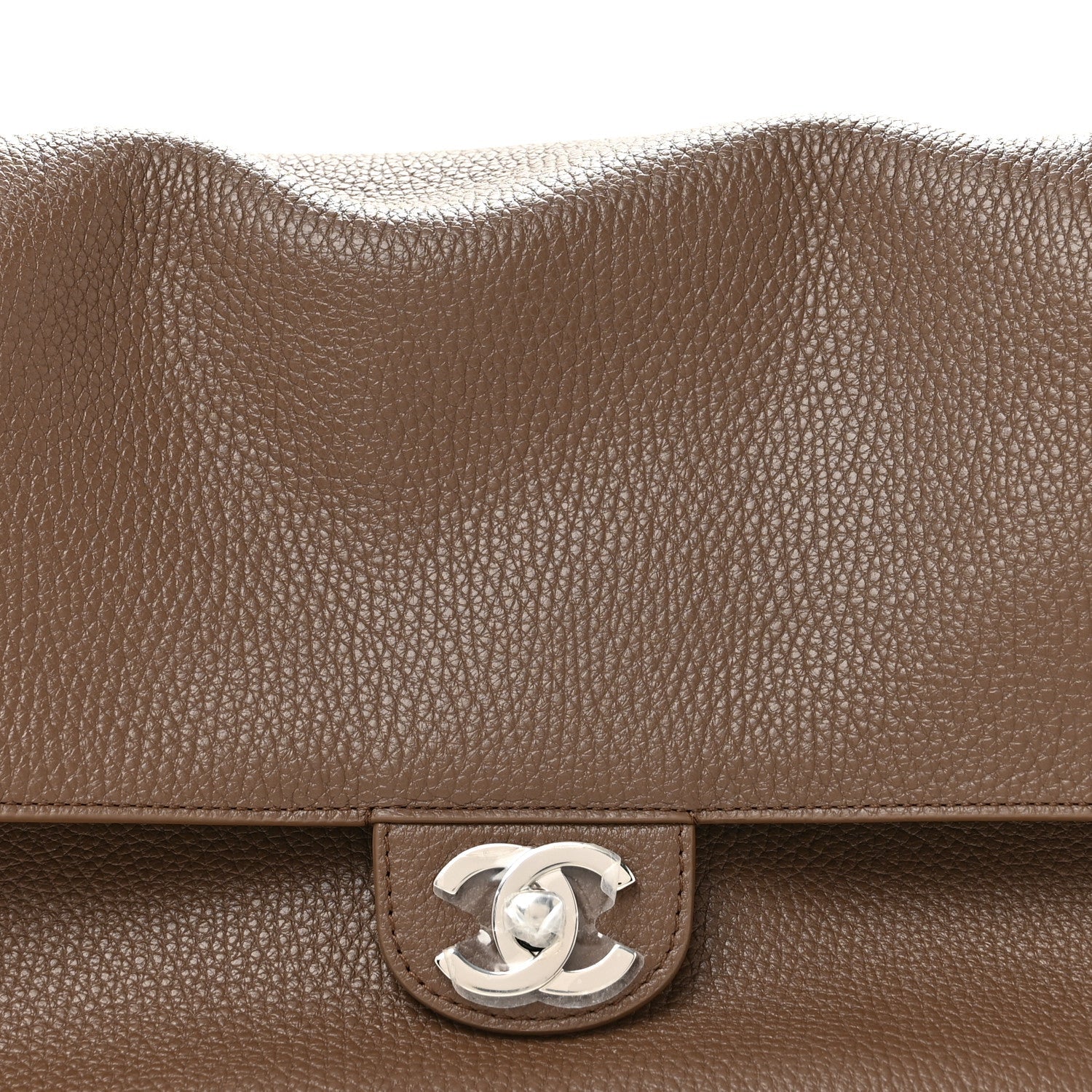 Grained Calfskin Small Souplissimo Maxi Flap Light Brown
