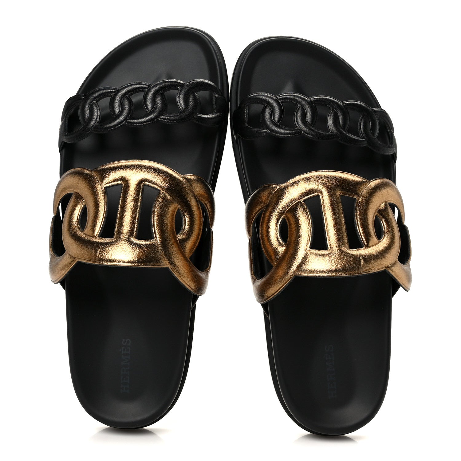 Metallic Nappa Extra Sandals 40 Black Gold