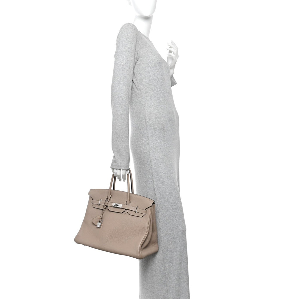 Togo Horseshoe Birkin 35 Gris Tourterelle Etoupe